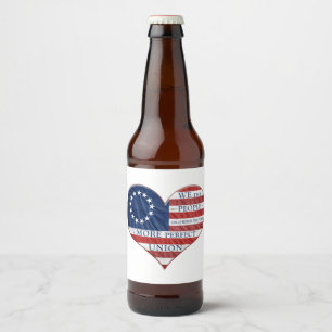 Wir, das amerikanische Flaggenherz Bierflaschenetikett