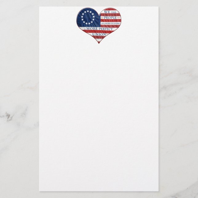Wir, das amerikanische Flaggenherz Briefpapier (Vorderseite)