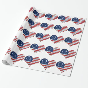 Wir, das amerikanische Flaggenherz Geschenkpapier