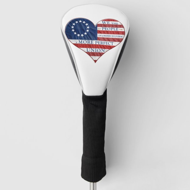 Wir, das amerikanische Flaggenherz Golf Headcover (Vorderseite)