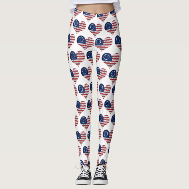 Wir, das amerikanische Flaggenherz Leggings (Vorderseite)