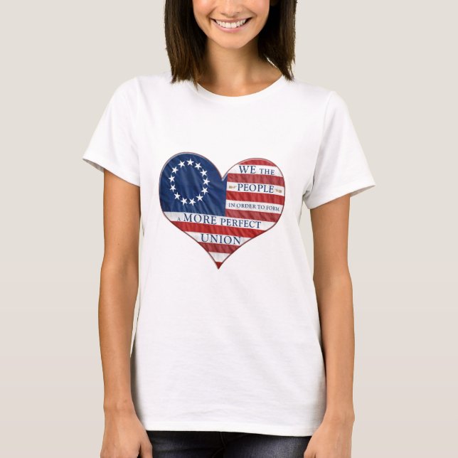 Wir, das amerikanische Flaggenherz T-Shirt (Vorderseite)