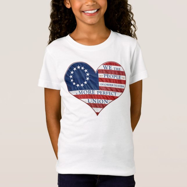 Wir, das amerikanische Flaggenherz T-Shirt (Vorderseite)