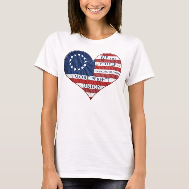 Wir, das amerikanische Flaggenherz T-Shirt (Vorderseite)