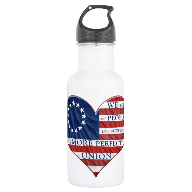 Wir, das amerikanische Flaggenherz Trinkflasche (Vorderseite)