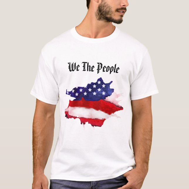 *~* wir das Leute-Flagge-Aquarell-Weiß T-Shirt (Vorderseite)