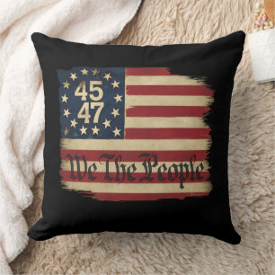 Wir das Volk Trump 45 47 abgenutzte Vintage-Flagge Kissen