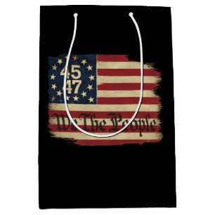 Wir das Volk Trump 45 47 abgenutzte Vintage-Flagge Mittlere Geschenktüte