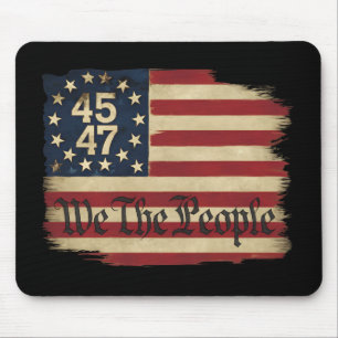 Wir das Volk Trump 45 47 abgenutzte Vintage-Flagge Mousepad