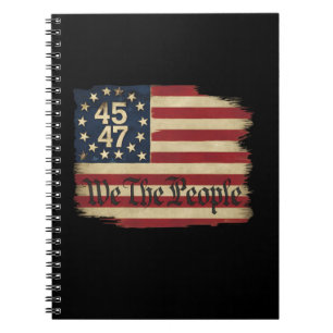 Wir das Volk Trump 45 47 abgenutzte Vintage-Flagge Notizblock