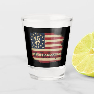 Wir das Volk Trump 45 47 abgenutzte Vintage-Flagge Schnapsglas