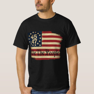 Wir das Volk Trump 45 47 abgenutzte Vintage-Flagge T-Shirt