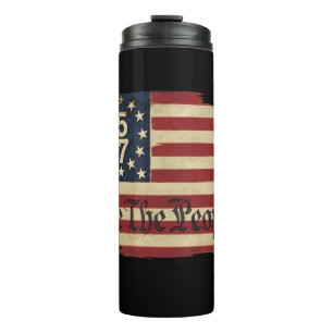 Wir das Volk Trump 45 47 abgenutzte Vintage-Flagge Thermosbecher