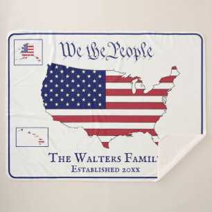 Wir, das Volk USA Sterne und Streifen Karte Famili Sherpadecke