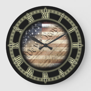 Wir das Volk Vintage Amerikanische Flagge Wanduhr