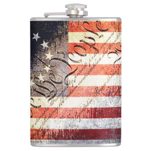 Wir das Volk Vintage Betsy Ross Amerikanische Flag Flachmann