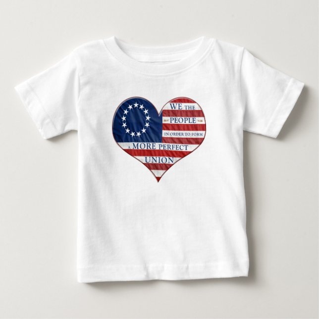 Wir, die amerikanische Fahne Herz Baby T - Shirt (Vorderseite)