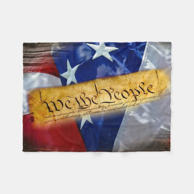 Wir, die amerikanische Flagge Fleecedecke (Vorderseite (Horizontal))