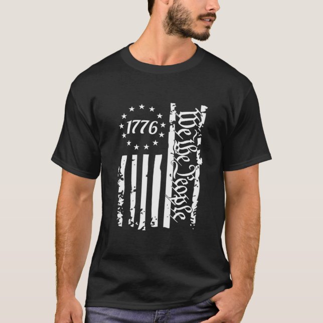 Wir, die Leute 1776, haben Betsy-Ross-Fahne gestör T-Shirt (Vorderseite)