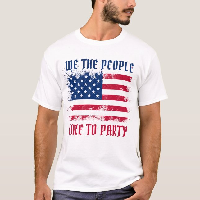 Wir die Menschen Funny Distressed USA Flag 4. Juli T-Shirt (Vorderseite)