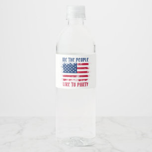 Wir die Menschen Funny Distressed USA Flag 4. Juli Wasserflaschenetikett