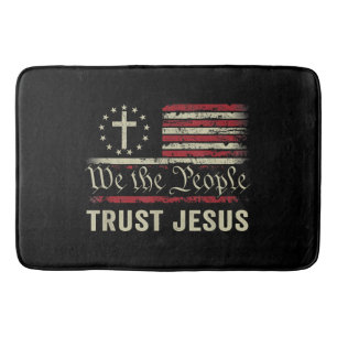 Wir, die Menschen vertrauen Jesus - die US-Flagge Badematte