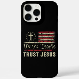 Wir, die Menschen vertrauen Jesus - die US-Flagge  iPhone 16 Pro Max Hülle