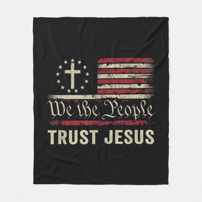 Wir, die Menschen vertrauen Jesus - die US-Flagge  Fleecedecke (Vorderseite)