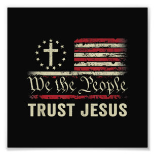 Wir, die Menschen vertrauen Jesus - die US-Flagge  Fotodruck