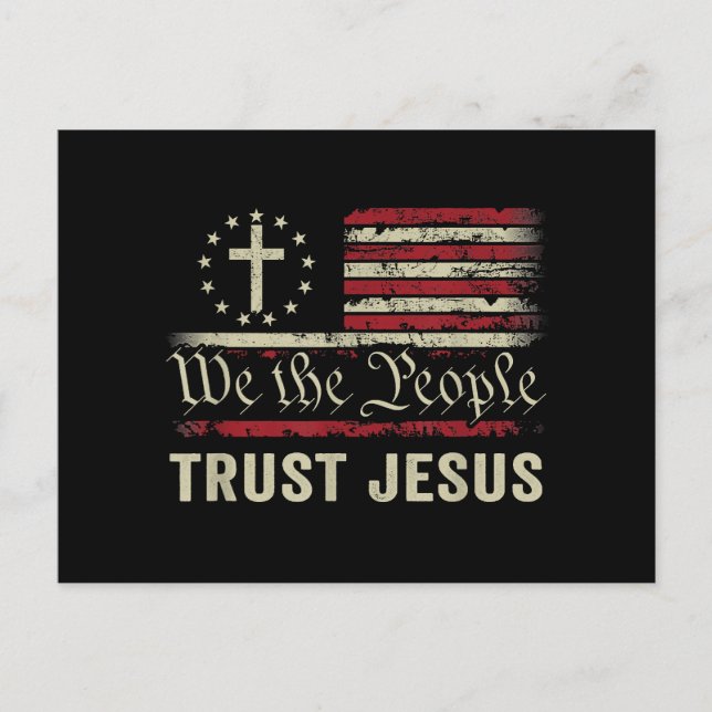 Wir, die Menschen vertrauen Jesus - die US-Flagge  Postkarte (Vorderseite)
