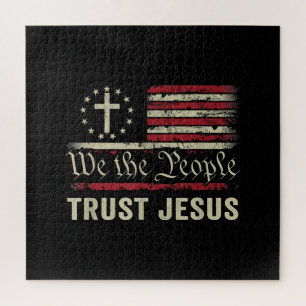 Wir, die Menschen vertrauen Jesus - die US-Flagge  Puzzle