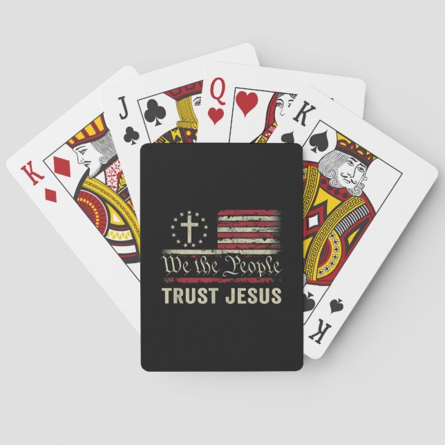 Wir, die Menschen vertrauen Jesus - die US-Flagge  Spielkarten (Rückseite)