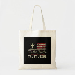 Wir, die Menschen vertrauen Jesus - die US-Flagge  Tragetasche