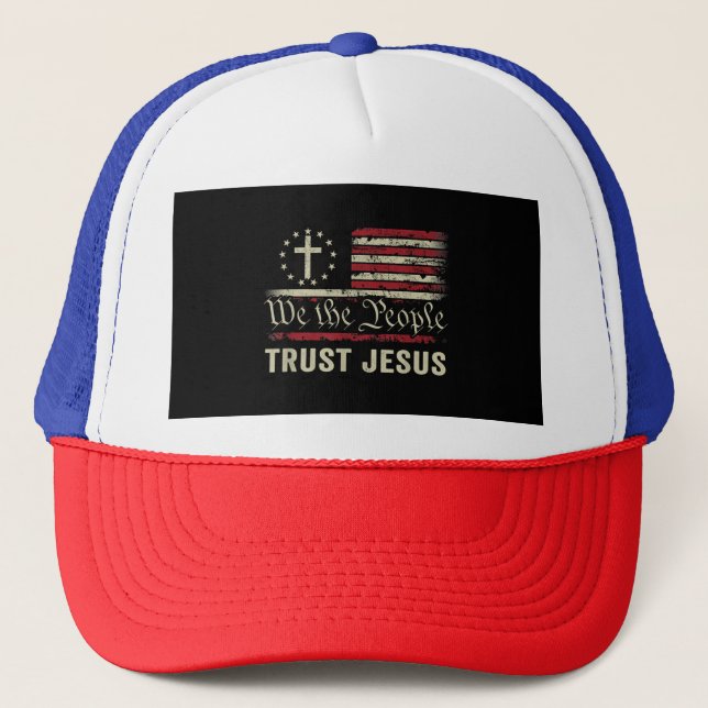 Wir, die Menschen vertrauen Jesus - die US-Flagge  Truckerkappe (Vorderseite)