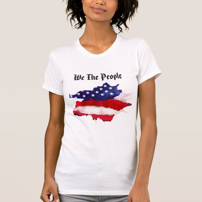 *~* Wir die "People American Flag" Wasserfarbe Fra T-Shirt (Vorderseite)