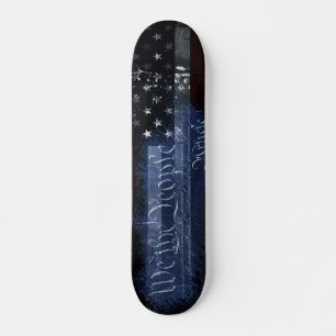 WIR DIE PEOPLE Industrial Grunge American Flag Skateboard