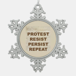 Wir, die Protestwiderstände bleiben bestehen Schneeflocken Zinn-Ornament