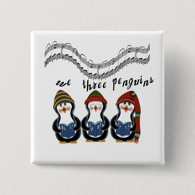 Wir drei Pinguine Holiday Tshirts und Geschenke Button (Vorderseite)
