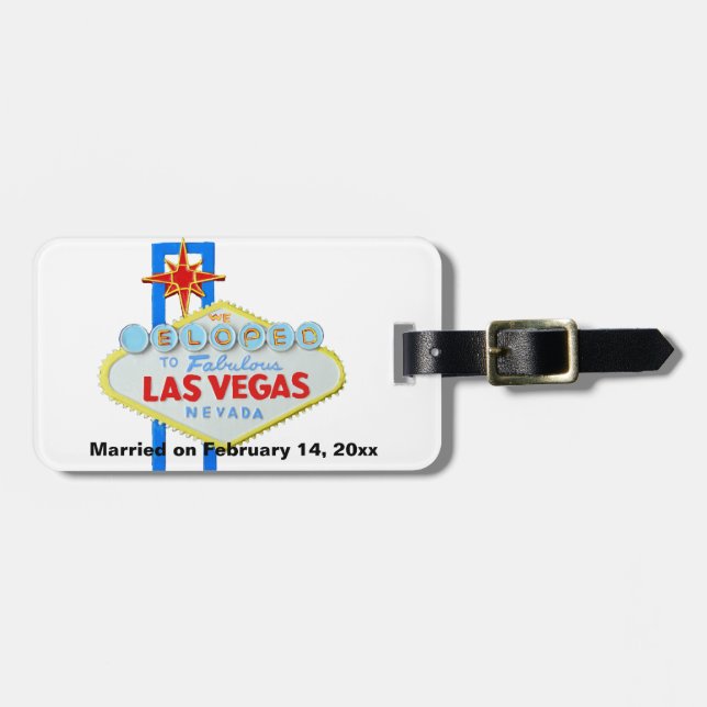 Wir Eloped nach Las Vegas Wedding Memento Gepäckanhänger (Vorderseite horizontal)