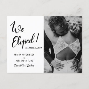 Wir Eloped Paar-Foto der Hochzeits-Typografie- Ankündigungspostkarte