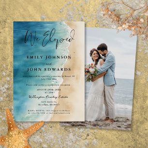 Wir entflohen Ocean Beach Elopement Hochzeitsfoto Einladung