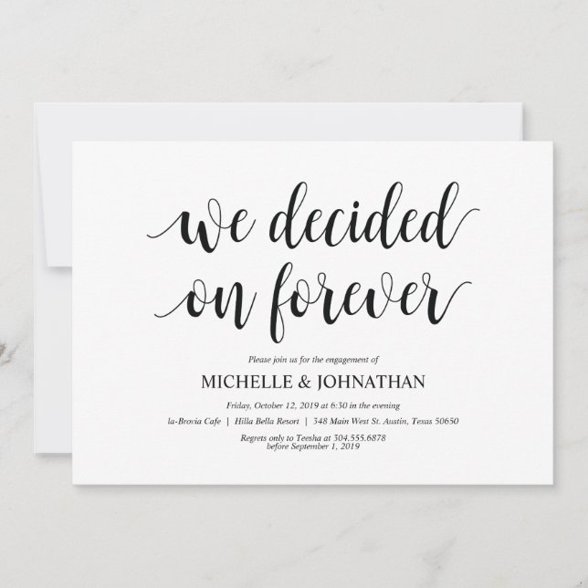 Wir entschieden für immer, Engagement Partei lädt  Einladung (Vorderseite)