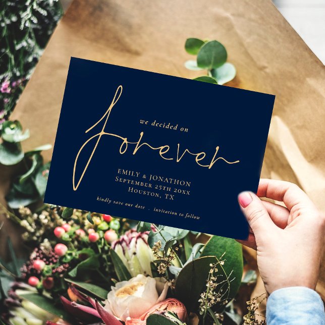 Wir entschieden uns für Forever Gold Navy Blue Save The Date (Von Creator hochgeladen)