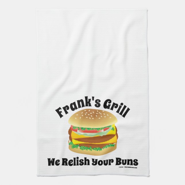 Wir entspannen Ihre Brötchen Custom Cheeseburger K Geschirrtuch (Vertikal)