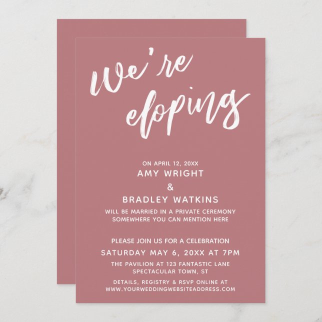 Wir entwickeln einfaches, dusty Rose Handwriting-S Einladung (Vorne/Hinten)