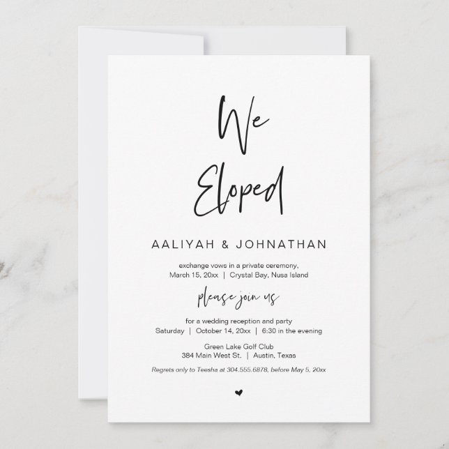 Wir entwickelten, Schwarzer Schriftart, Hochzeitsf Einladung (Vorderseite)