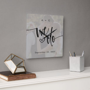 Wir erstellen ein Drehbuch für ein Foto zur Hochze Quadratische Wanduhr