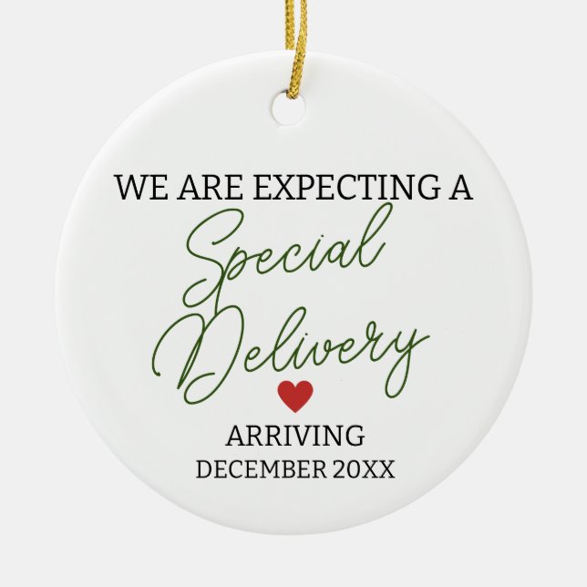 Wir erwarten eine besondere Schwangerschaft bei de Keramik Ornament (Vorne)
