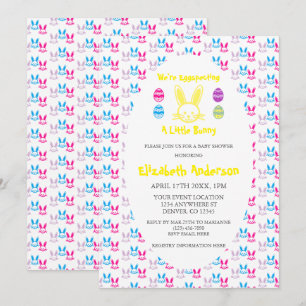Wir erwarten einen kleinen Hasen - Babyshower Einladung