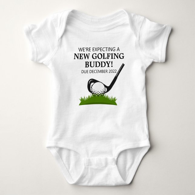 Wir erwarten einen neuen Golfschläger Baby Strampler (Vorderseite)